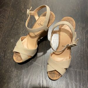 Christian louboutin nude cork wedges size 40